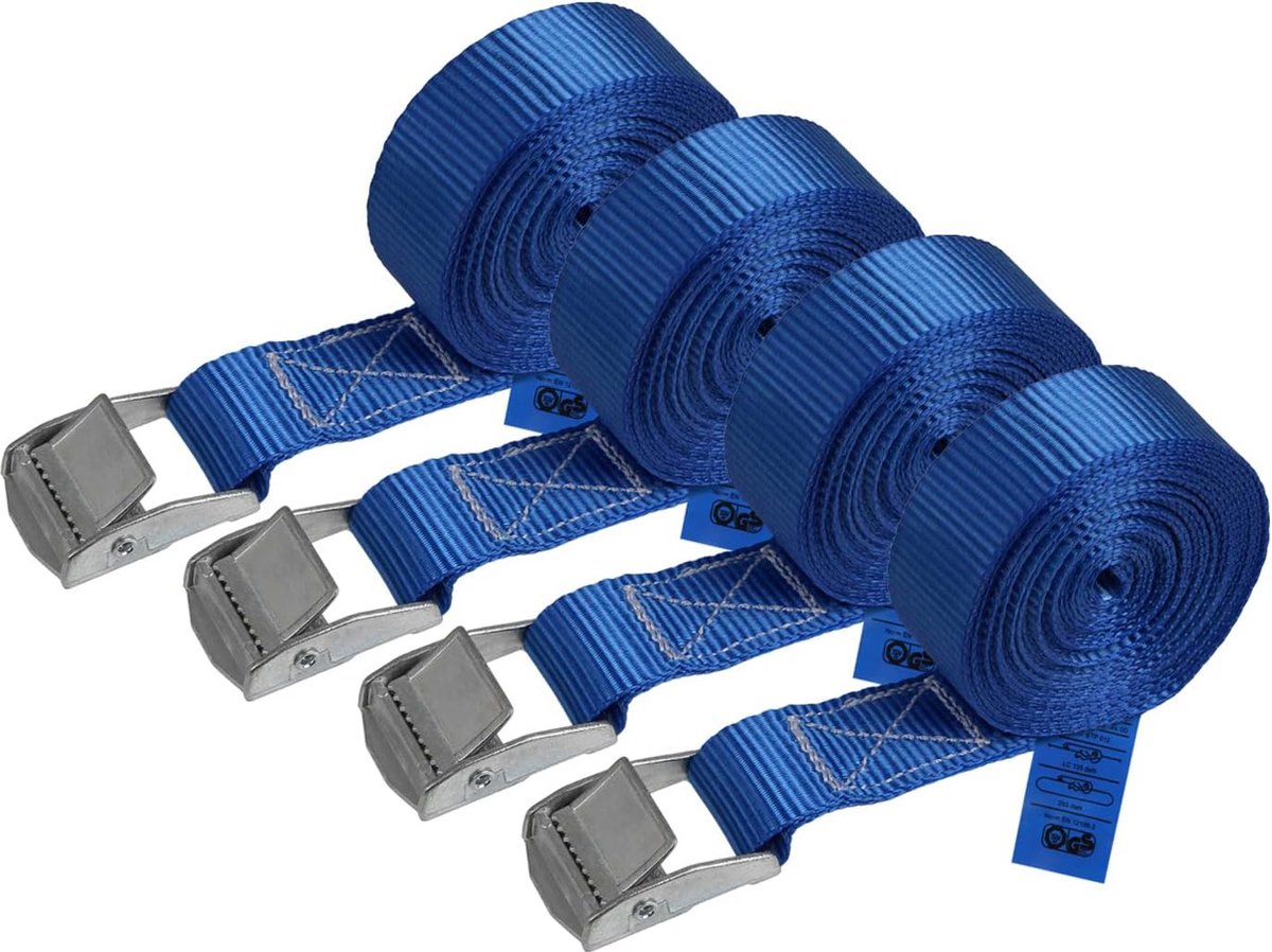 Sjorband spanband bevestigingsband met klemgesp draagvermogen tot 250 kg DIN EN 12195-2 ; 10 stucks 2.5 cm x 6 m