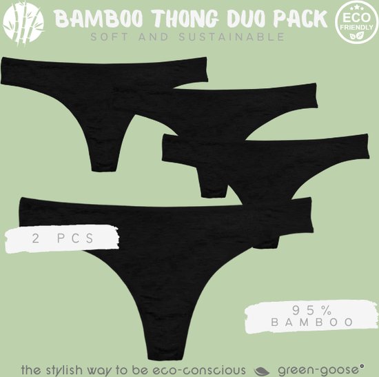 Green-goose® Bamboe Dames String | 4 Stuks | | | Duurzaam, Stretchy en Superzacht!
