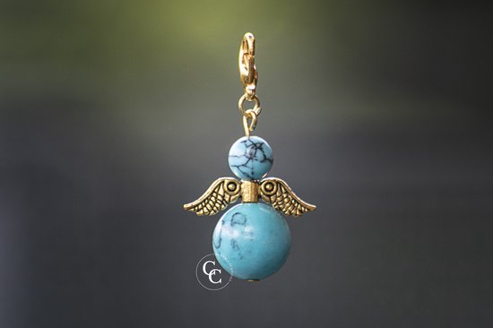 Ange Gardien Turquoise ( Turquoise , Pierre Semi - Précieuse ) , Chakra Angel , Fortune Angel , Goldwing .
