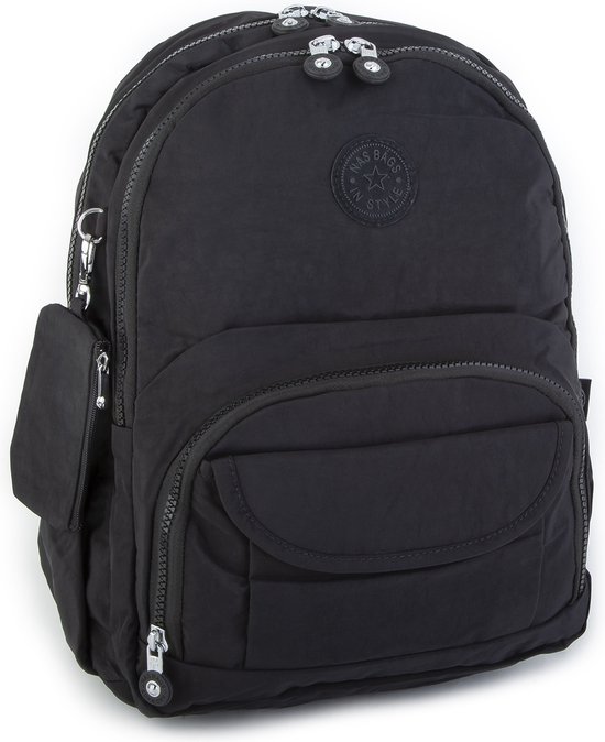 Nas Tas Reis Laptop Rugzak met USB Oplaadpoort, Unisex Adult Essentiele Rugzak, Lichtgewicht Rugzak voor School, Reizen, Wandelen, Verpleging, of Werk, Schooltas, Boekentas, Rugzak, Zwart