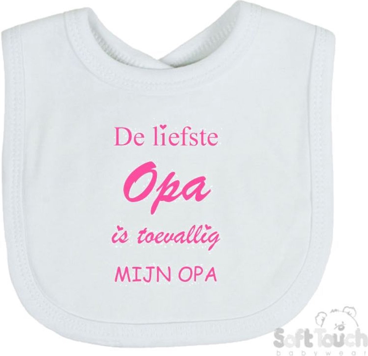 Goedkoopste Soft Touch Slabber De liefste opa is toevallig mijn opa Unisex Katoen Wit/roze Maat 33x22 Cm
