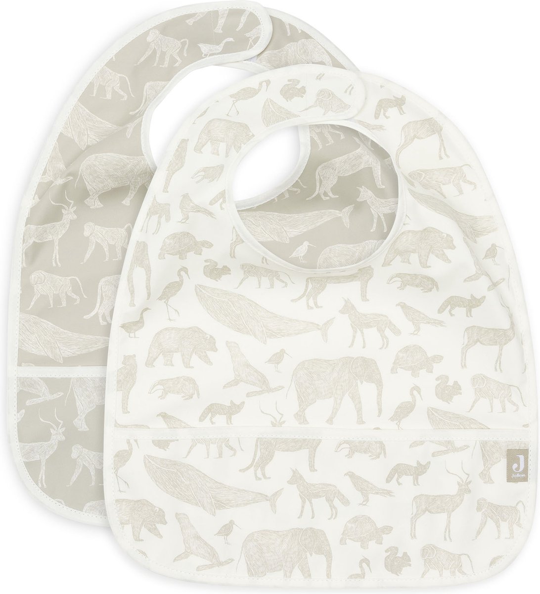 Goedkoopste Jollein Slab Waterproof Animals Olive Green (2pack