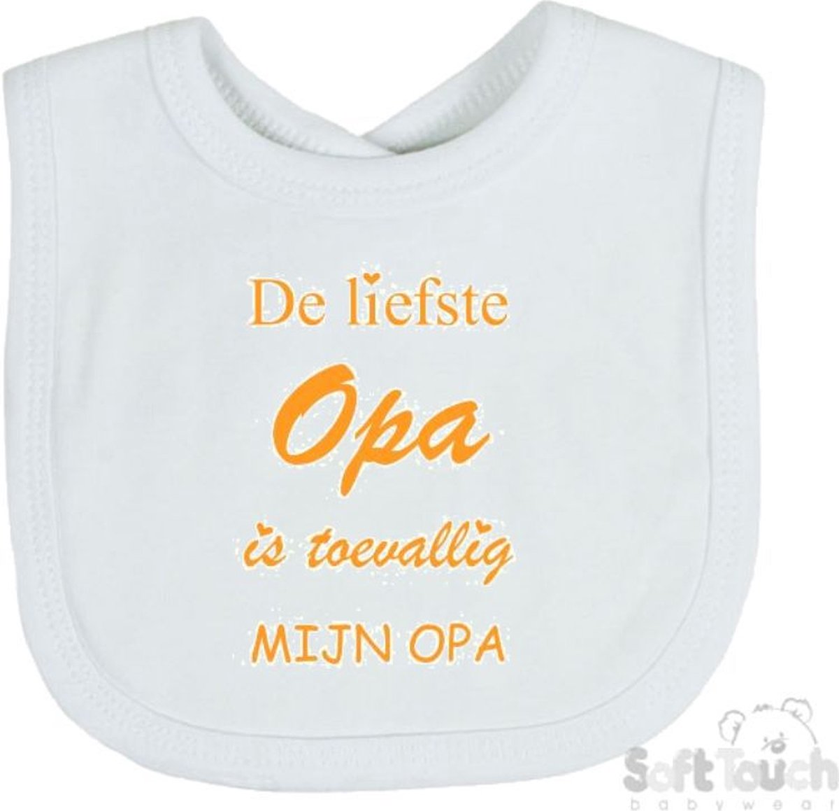 Goedkoopste Soft Touch Slabber De liefste opa is toevallig mijn opa Unisex Katoen Wit/mosterd Maat 33x22 Cm