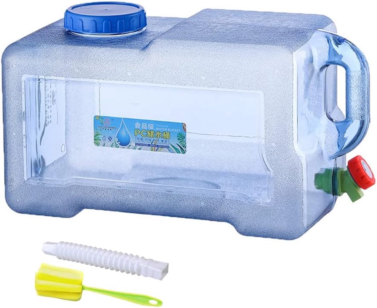 Relaxdays Bidon d'eau avec robinet, 20 litres, plastique sans BPA, couvercle,  poignée, réservoir, blanc/vert