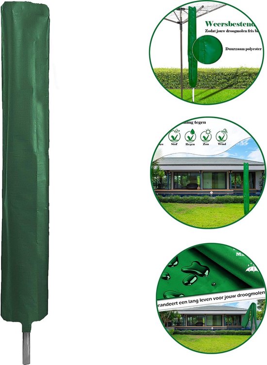 Droogmolenhoes – weerbestendig – 165 x 28 cm – universeel – groen