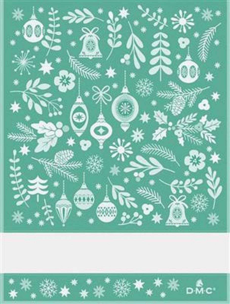 Keukenhanddoek Kerst met borduurrand