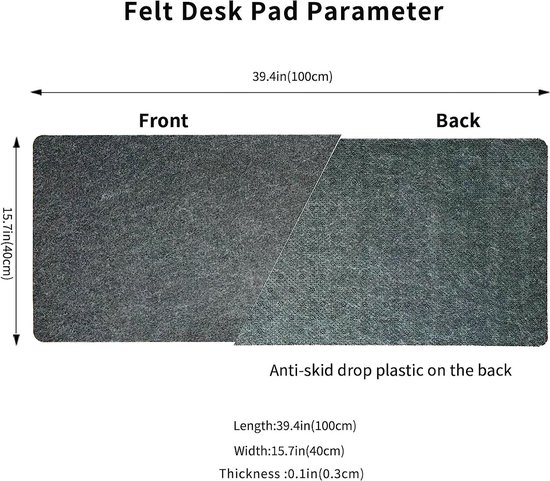 Bureau Tapis Protecteur, Feutre Double Côté Souris Tapis Écrit Tapis Gris