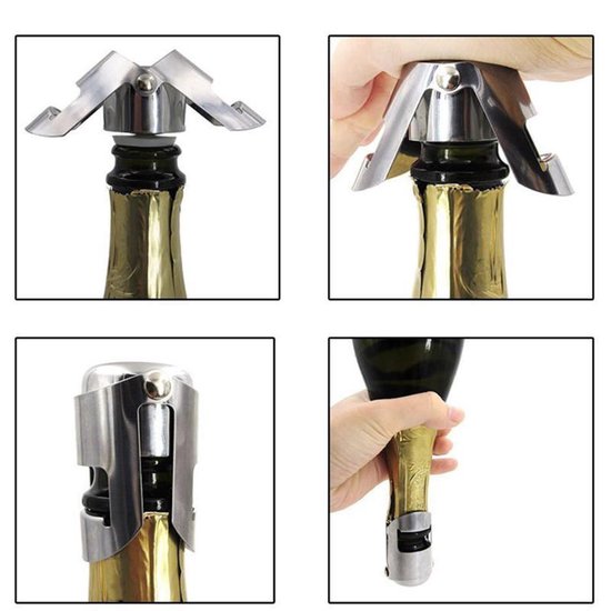 Champagnedop – 2 STUKS – Zilver – Flesafsluiter – Cavastopper – Champagnestopper - Feldien