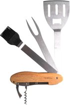 Gusta - Barbecue Multitool 5 delig - RVS Hout - 27x8,7x2,3cm