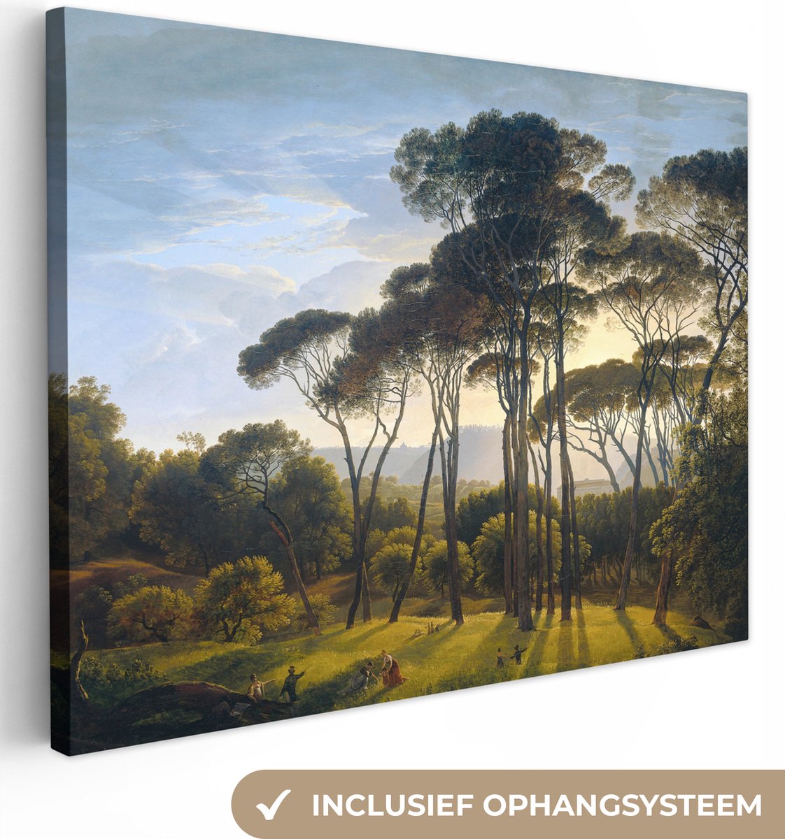 Schilderijen op canvas - Italiaans landschap met parasoldennen 120x90 - Kamer decoratie ac