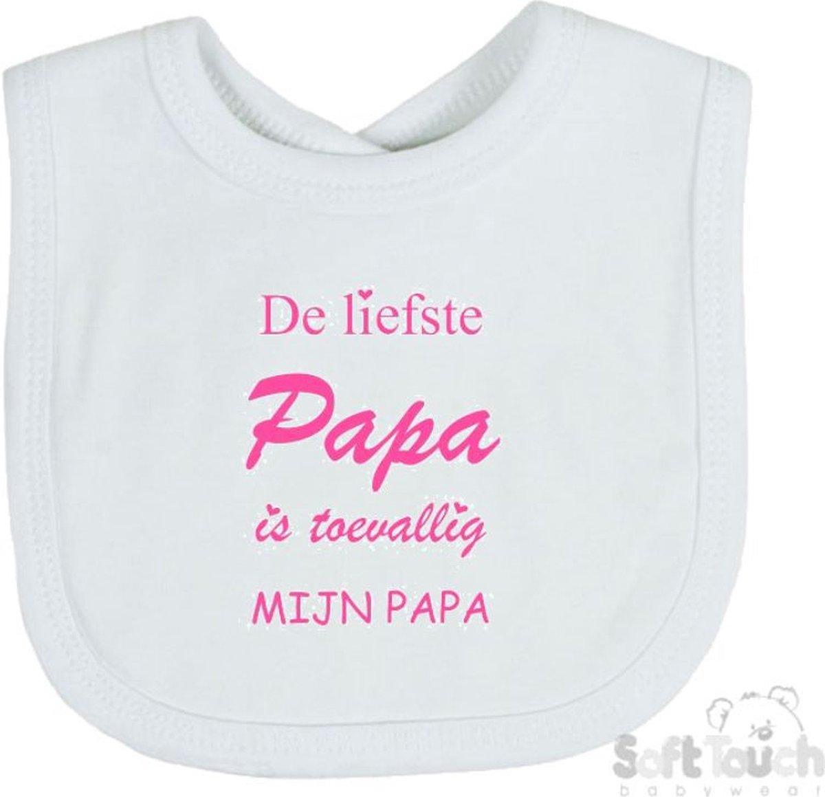 Goedkoopste Soft Touch Slabber De liefste papa is toevallig mijn papa Unisex Katoen Wit/roze Maat 33x22 Cm