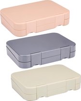 alpina Lunchbox met Vakjes - 21 x 15 x 4,5 CM - Verrassingskleur: Roze Grijs of Beige - Vaatwasserbestendig - Kind/ Volwassene - Uitneembaar Compartiment - Kunsstof