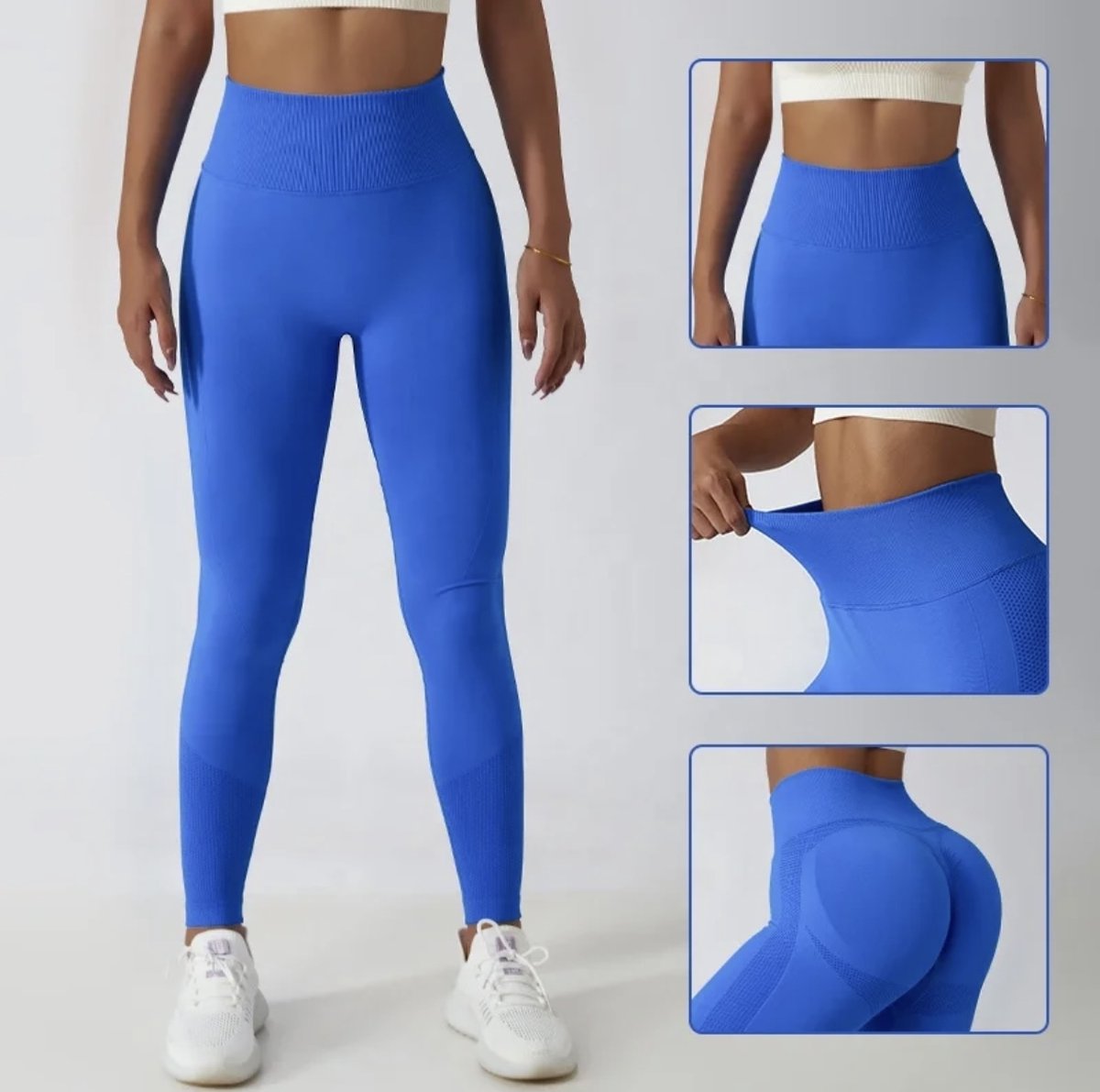 SPRING GYM LEGGING - Maat M - Blauw - Koningsblauw - Fitness legging - Sportlegging - Sportkleding - Yogalegging - Hardlooplegging