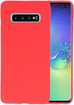 Bestcases Color Telefoonhoesje - Backcover Hoesje - Siliconen Case Back Cover voor Samsung Galaxy S10 Plus - Rood