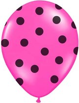 Partydeco - Ballonnen Fuchsia dots zwart 50 stuks