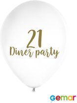 Ballonnen 21 Diner Wit met opdruk Goud (helium)