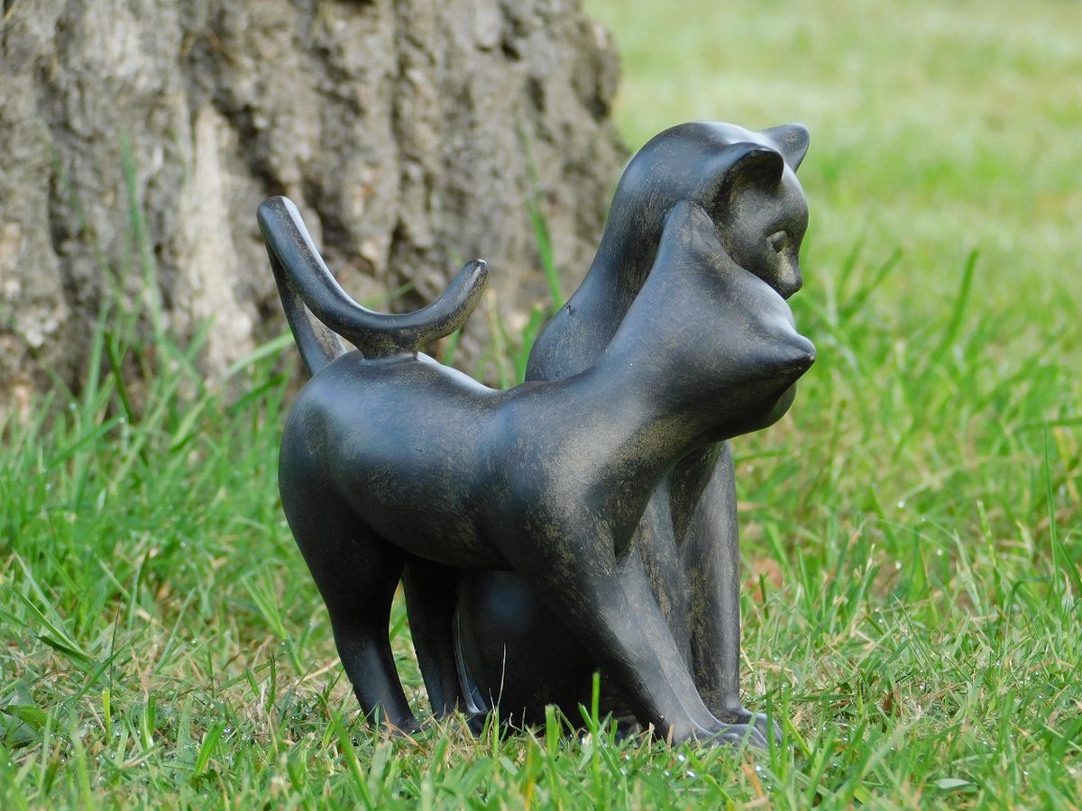 Statue de chat, chats jouant, statue de chat pour l'intérieur et  l'extérieur | bol