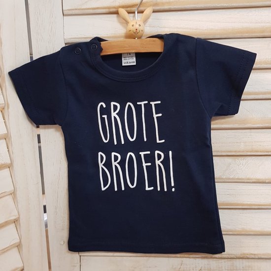 Shirt teskt grote broer big brother zijn worden | korte mouw | zwart | maat 80 zwangerschap aankondiging bekendmaking baby