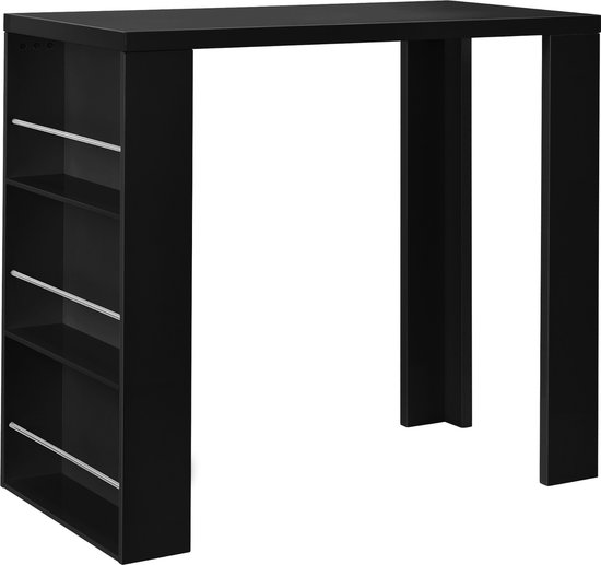 Bartafel Bennie - Met Ingebouwde Planken - 117x57x106,5 cm - Zwart - Stijlvol Design