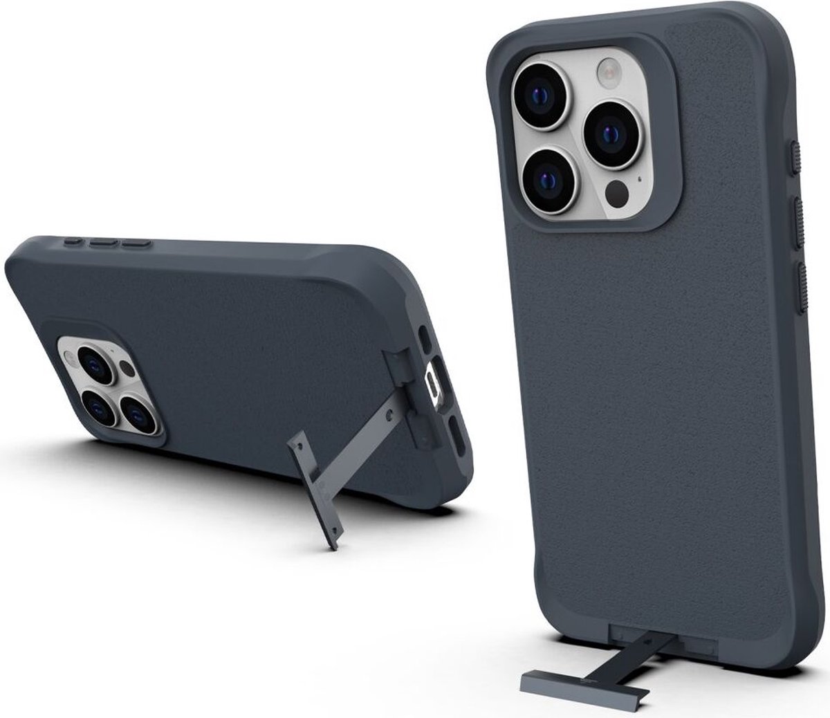 Hoesje Metalen Kickstand Back Cover Grijs Geschikt voor Apple iPhone 15 Pro