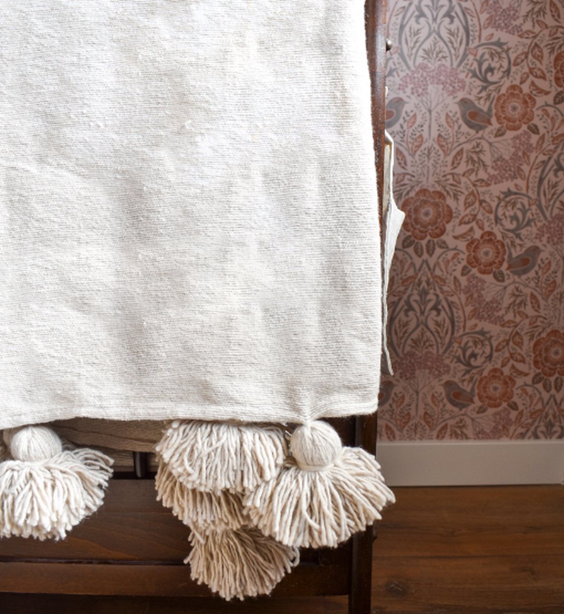Dekentje - pompom deken creme wit – Ideaal als sprei voor je bed of deken voor op de bank - 180 x 300cm - Plaid woon- en slaapkamer
