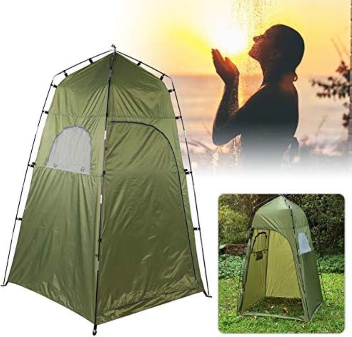 vidaXL Tente de Douche WC Tente de Dressing Tente de Vestiaire Tente de Camping Cabinet de Changement Toilette Extérieur Parc Plage Jaune - Tent | fnac België