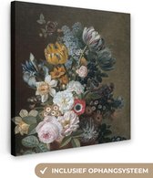 Canvas Schilderij Stilleven met bloemen - Schilderij van Eelke Jelles Eelkema - 20x20 cm - Wanddecoratie