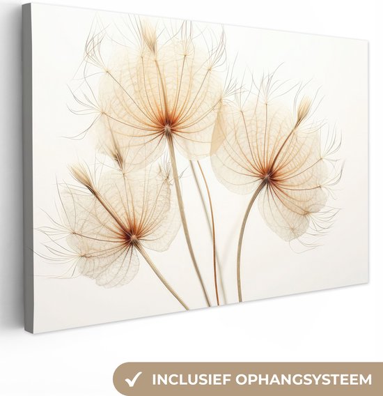 Canvas Schilderij Zonlicht - Paardenbloemen - Natuur - Botanisch - 30x20 cm - Wanddecoratie