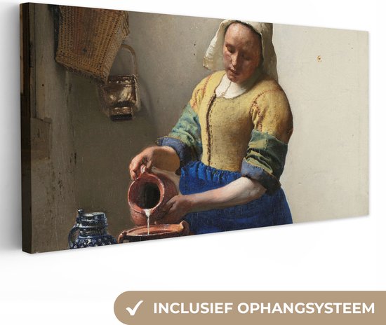Peinture sur toile La Laitière - Peinture de Johannes Vermeer - 40x20 cm - Décoration murale Art