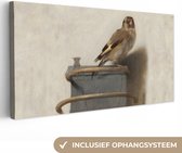 Canvas Schilderij Puttertje - Oude Meester - Carel Fabritius - 40x20 cm - Wanddecoratie