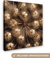 Canvas Schilderij Droogbloemen - Bruin - Natuur - 50x50 cm - Wanddecoratie