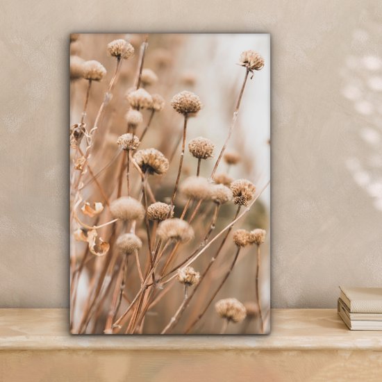 Peinture sur toile Fleurs séchées - Beige - Fleurs - Nature - 20x30 cm - Décoration murale