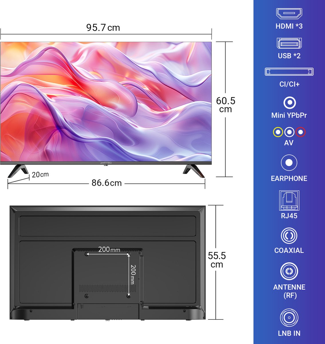 ANTTEQ Q43-AGU1.Q1 – 43 Inch 4K QLED Smart TV - VIDAA - Triple tune thumbnail 3