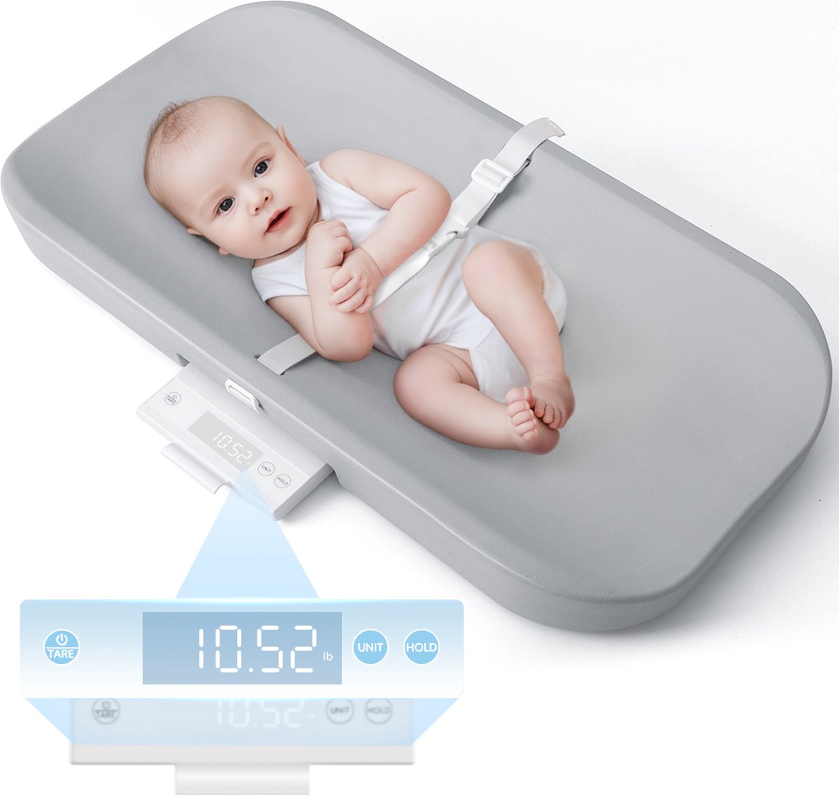 Goedkoopste Verzorgingskussen - Aankleedkussens - 72,5cm baby-aankleedtafel met ingebouwde weegschaal - draagkracht tot 20 kg - grijs