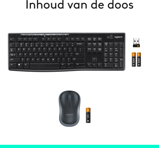Logitech MK270 - Draadloos Toetsenbord en Muis - Qwerty