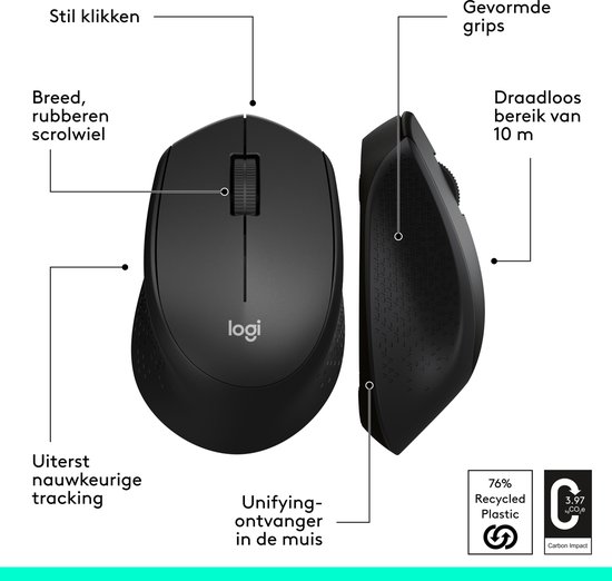 Logitech M330 Silent Plus - Draadloze Muis - Zwart