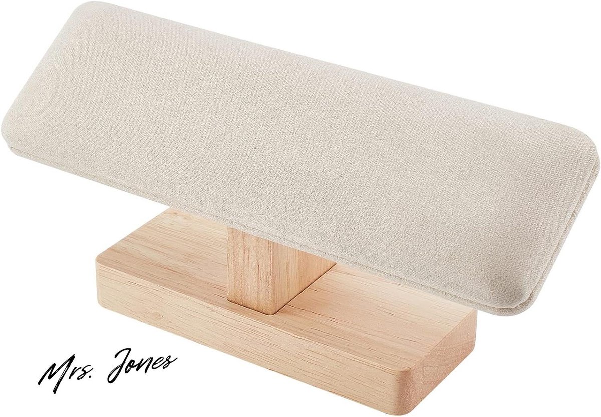 Mrs. Jones Houten Horloge Display Stand T-Bar Armband Houder Faux Suède Sieraden Organizer Houder Verwijderbare Bangle Hangers Enkelbandje Tower Rack voor Thuisgebruik Retail Display Gainsboro Strepen-Mooi Standbeeld .