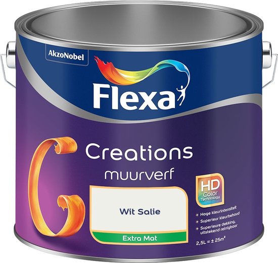 Peinture pour les murs Flexa Creations - Extra Mat - Collection Mixing Colors - Wit Sauge - 2,5 litres