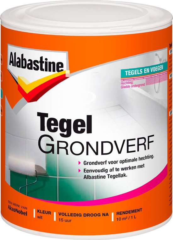 Alabastine Tegel Grondverf in het wit, een primer voor optimale hechting. Inhoud 1 liter.