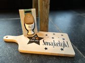Creaties van Hier - Serveerplankje met eierdop - Broer - Hout - Ontbijt - Kerstmis - Pasen