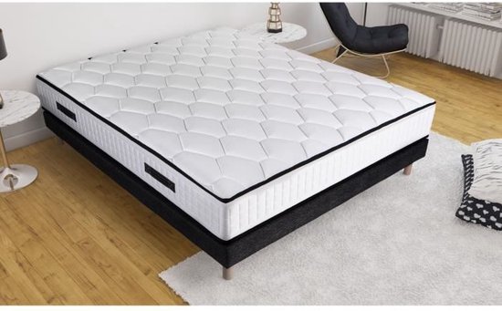 Ensemble sommier tapissier et matelas - NEW YORK - 160 x 200 cm - Ressorts - Sommier à lattes