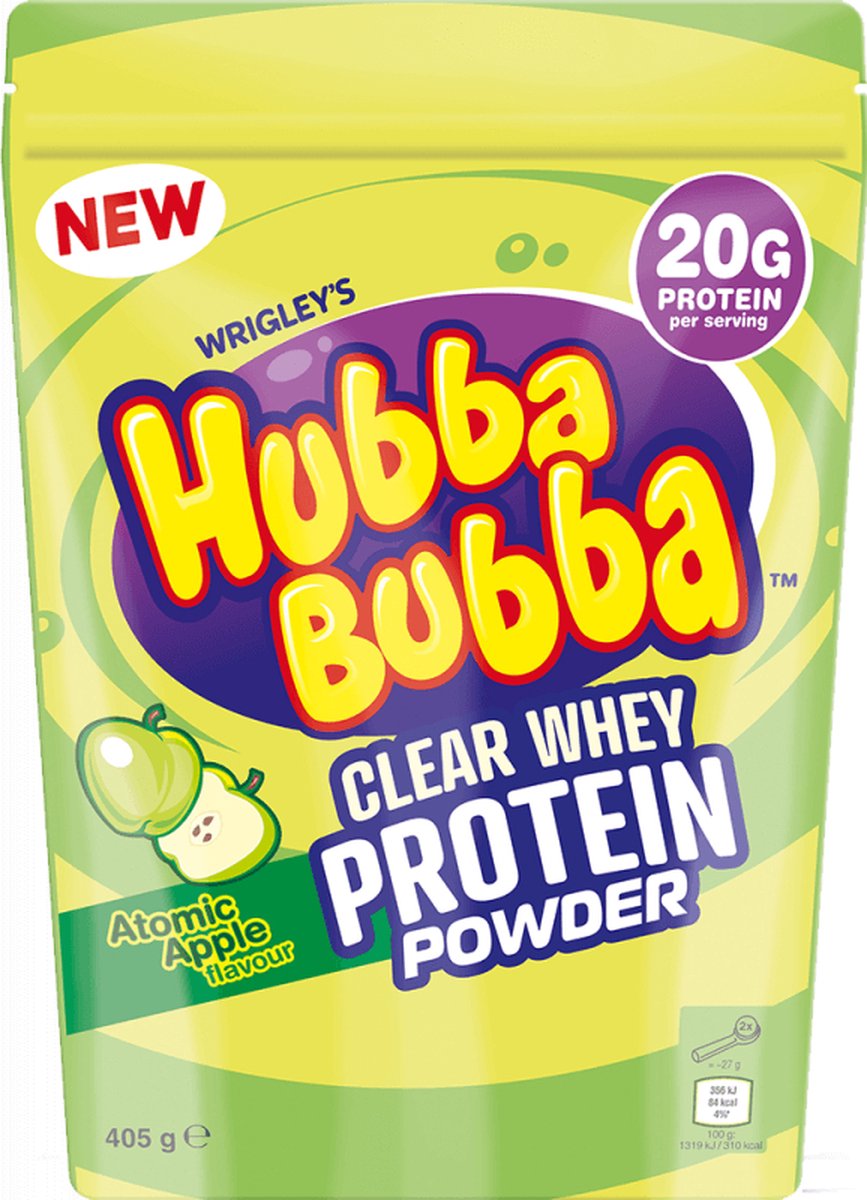 Goedkoopste Hubba Bubba Clear Whey 405gr Atomic Apple