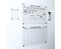 Huysplan® - Magnetische Planner Set - Transparat Design - Maand & Weekplanner - Voor Koelkast & Gezinsplanning