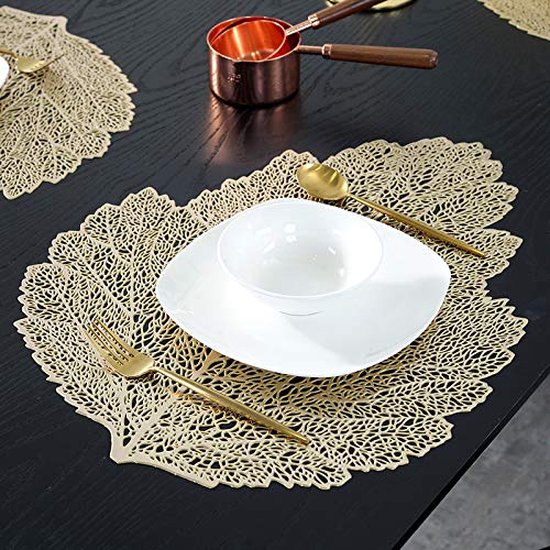 JGS ® Chique Set de quatre protège-tables de Luxe pour une décoration de table élégante en or