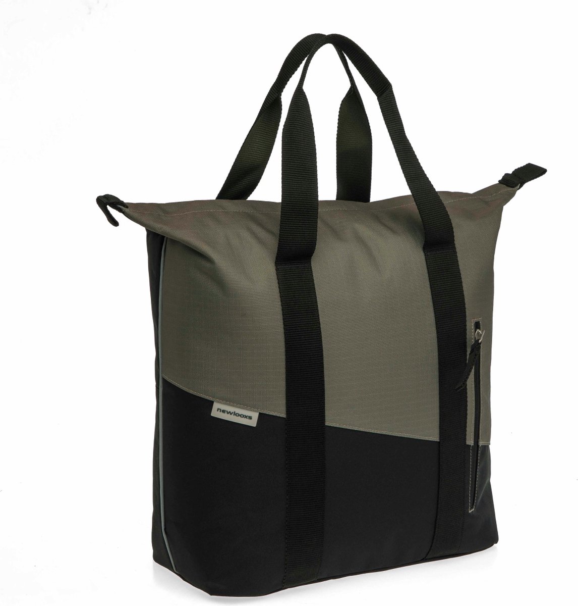 Sacoche Double Vélo New Looxs Oslo Joli - 39L - Polyester Recyclé - Vert Olive/jaune - Pour VAE