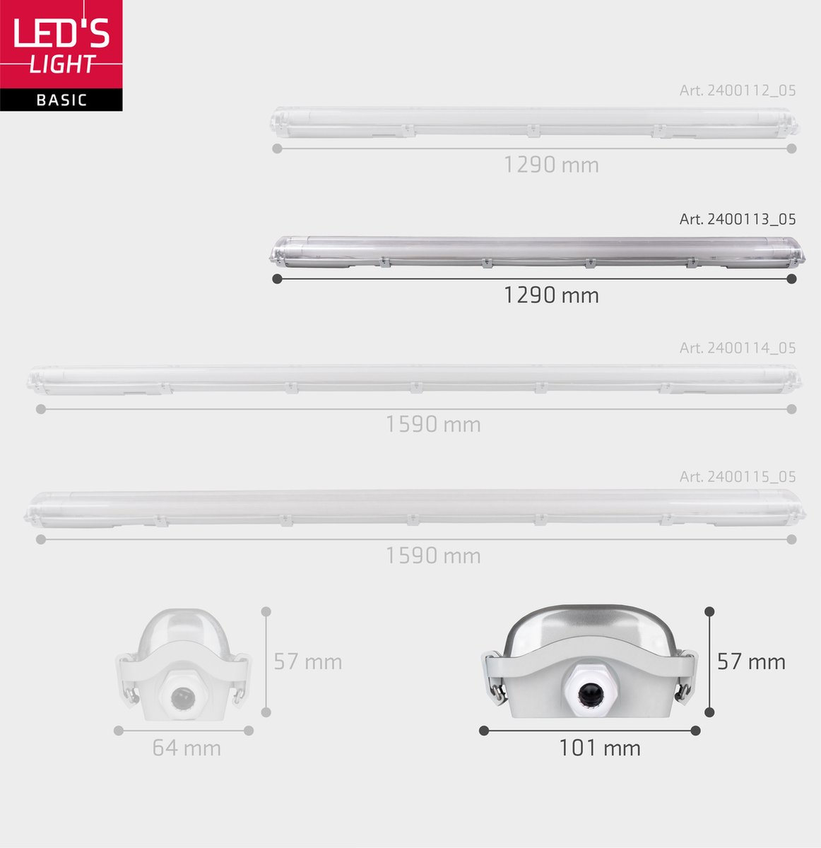 LED TL Armatuur T8 - Aigi Hari - 120cm Dubbel - Waterdicht IP65