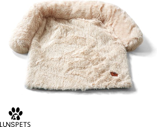 Lunspets Hondendeken voor op de bank – Hondenmand Bank – Hondenkussen – Volledig afritsbaar – Hondenkleed – Multifunctioneel – Beige – 115 cm