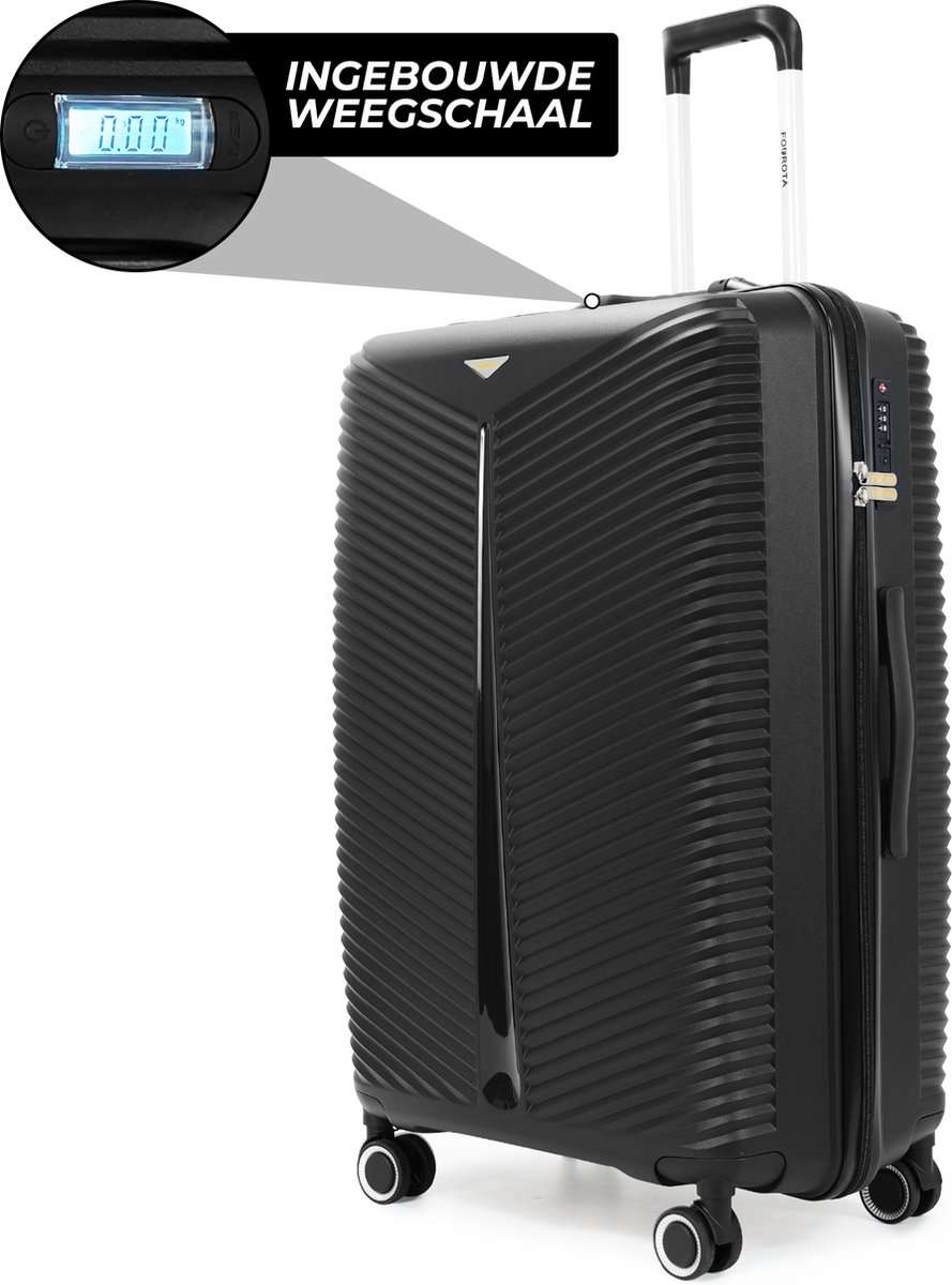 FOUROTA Koffer met Weegschaal – Voorkom Overbagage – TSA Slot – Lichtgewicht – 360° Wielen – Groot (28 inch) – Zwart