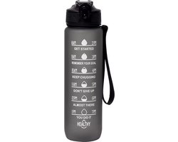 Motivatie Waterfles Zwart - 1 Liter Drinkfles - Waterfles - Waterfles met tijdmarkering - BPA Vrij - Volwassenen - Drinkfles Kinderen Motivatie Waterfles Zwart - 1 Liter Drinkfles - Waterfles - Waterfles met tijdmarkering - BPA Vrij - Volwassenen - Drinkfles Kinderen