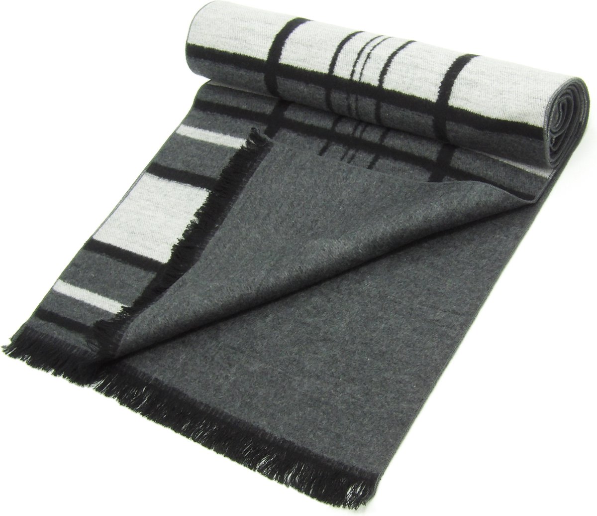 Zijden Comfort Sjaal Malmo Majesty - Geborstelde Zijde - 180 x 30 cm - Ruitpatroon - 100% Zijde